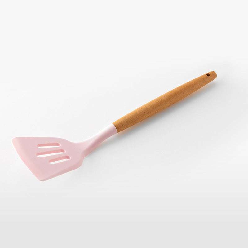 11-Piece Barreled Cooking Utensils Set With Wooden Handle Pink 🇨🇳