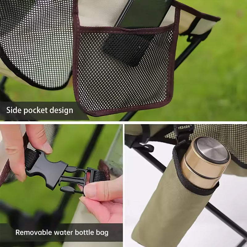 Folding camping chair with headrest. Lightweight, aluminum alloy, for travel and fishing. 🇨🇳