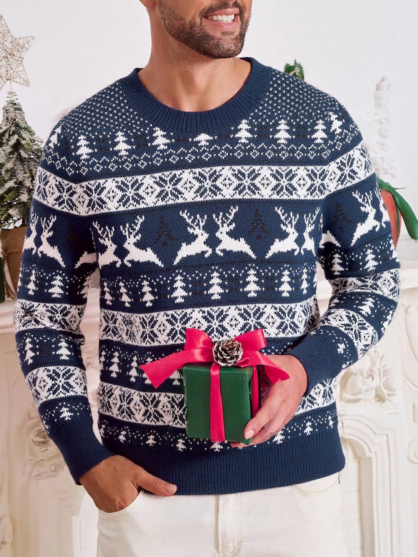 Christmas round neck loose sweater for men 🇨🇳