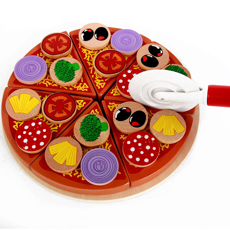 Wooden children's kitchen play house toys puzzle mushrooms pizza toys 🇨🇳