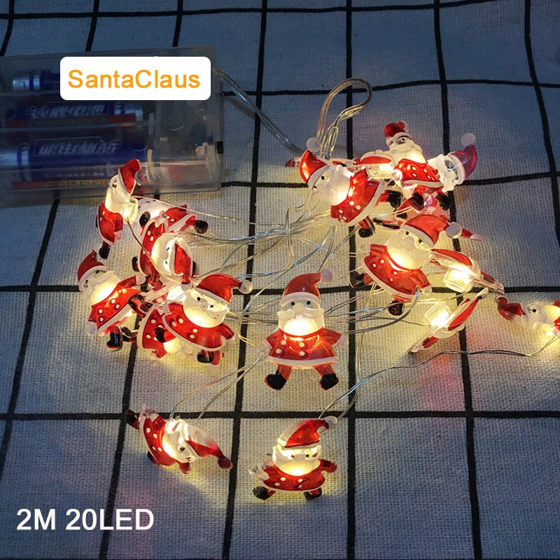 Snowman Christmas Tree LED Garland String Lights Snowflakes String Fairy Lights Hanging Ornaments 🇨🇳