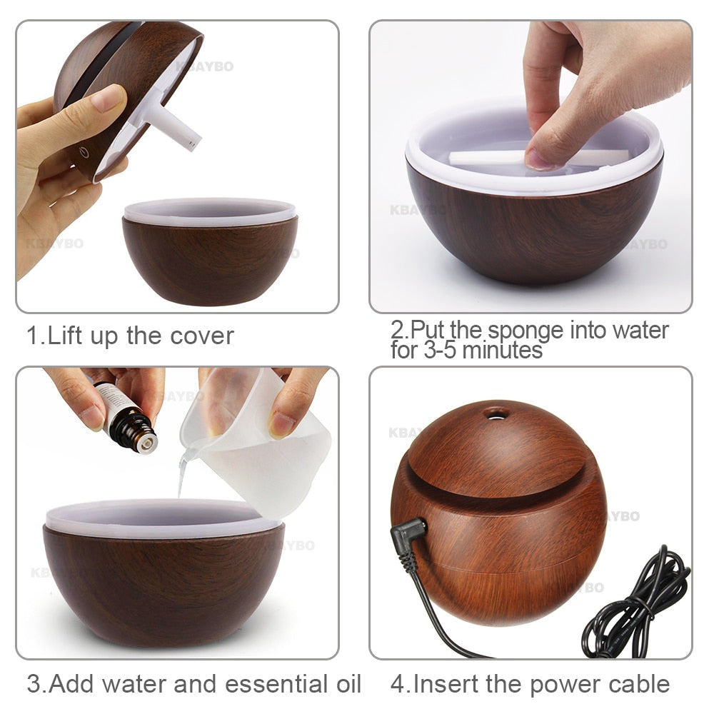 USB Aroma Essential Oil Diffuser Ultrasonic Cool Mist Humidifier Air Purifier 7 Color Change LED Night light for Office Home 🇨🇳