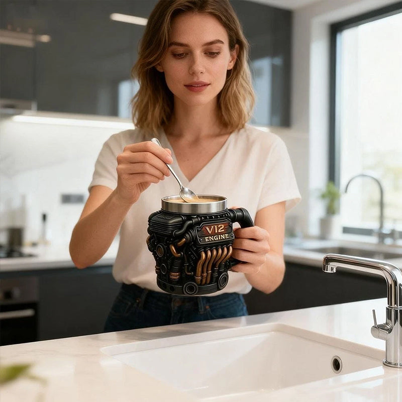 V8 Engine Mug | Stainless Steel Coffee Cup for Car Lovers 🇨🇳