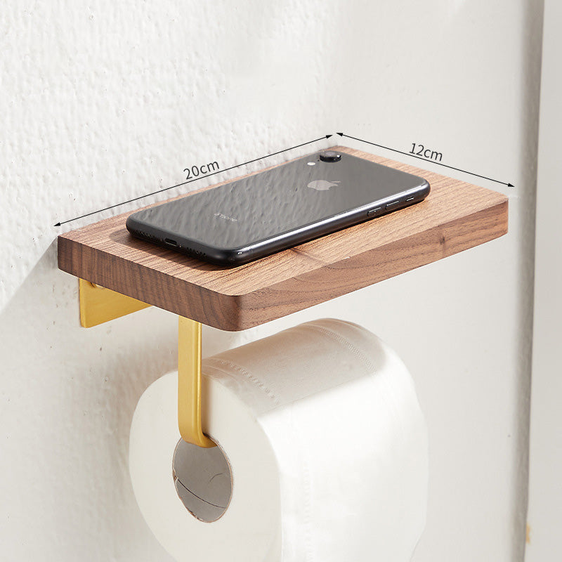Toilet Paper Towel Holder Wall Mounted Black Walnut Toilet Roll Holder 🇨🇳