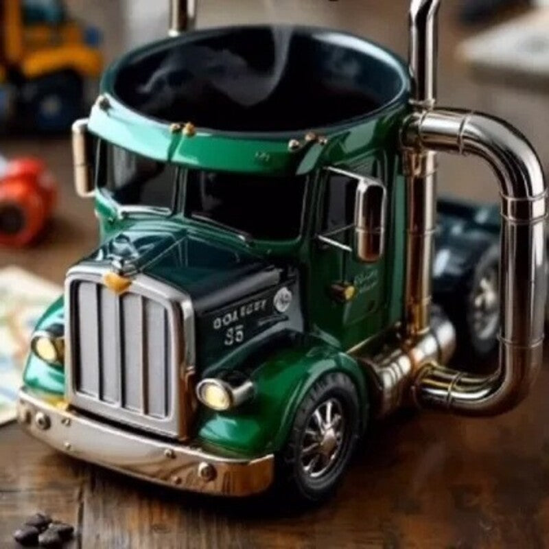 1PC Creative 11oz Truck-Design Coffee Mug. Ideal as a semi-truck coffee cup or home kitchen desktop ornament 🇨🇳