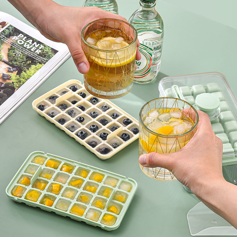 Press Type Ice Cube Box Refrigerator Artifact Silicone Mold With Cover Household Sealed Food Grade Ice Maker 🇨🇳