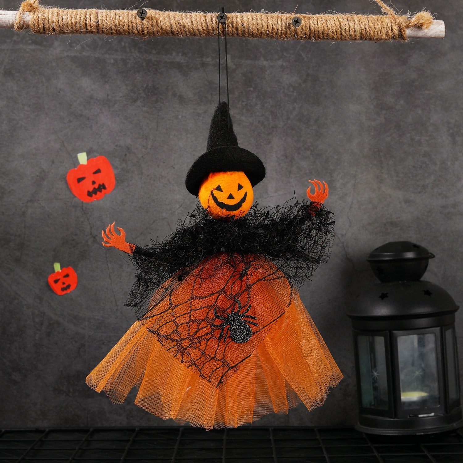 Halloween mesh pendant bar pumpkin witch ghost pendant scene decoration prank pendant 🇨🇳