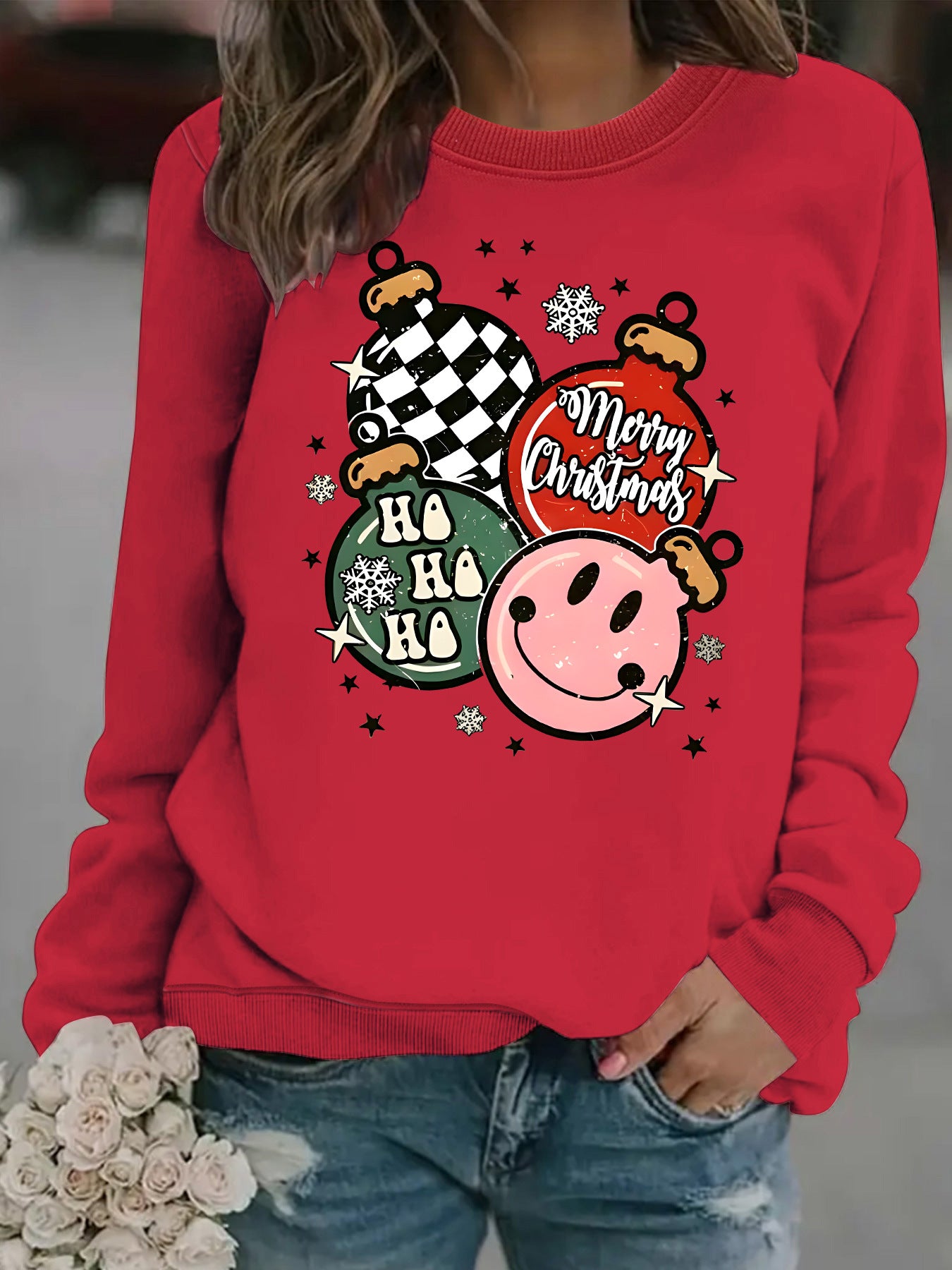 Christmas themed print sweatshirt 🇨🇳