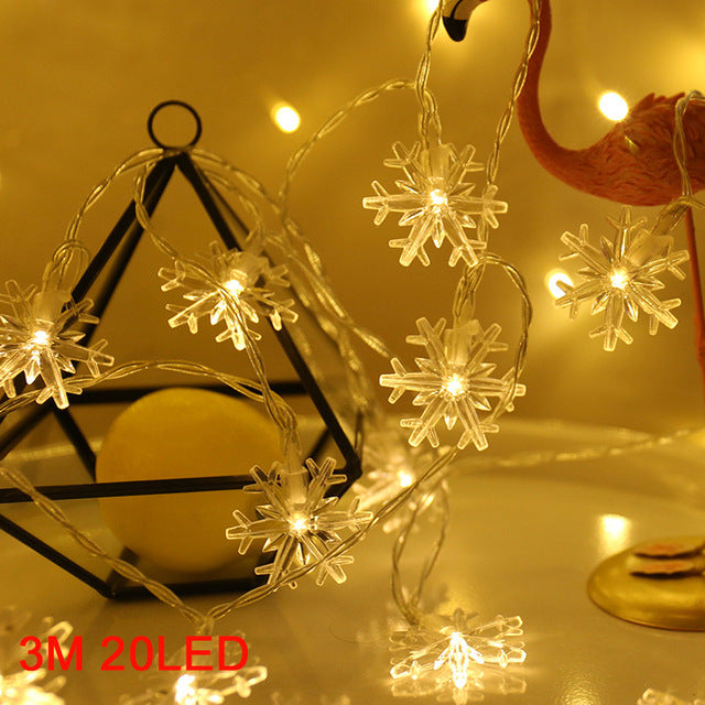 Snowman Christmas Tree LED Garland String Lights Snowflakes String Fairy Lights Hanging Ornaments 🇨🇳