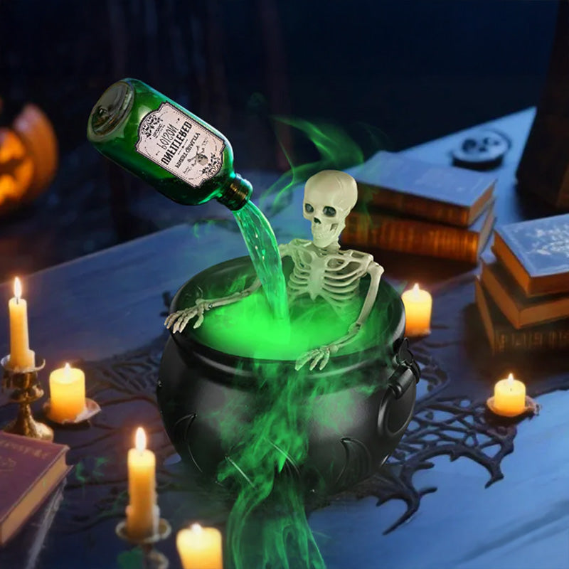 Halloween Spooky Witch Decor: Witch Cauldron, Floating Bottle Fog Machine & Skull LED Light 🇨🇳