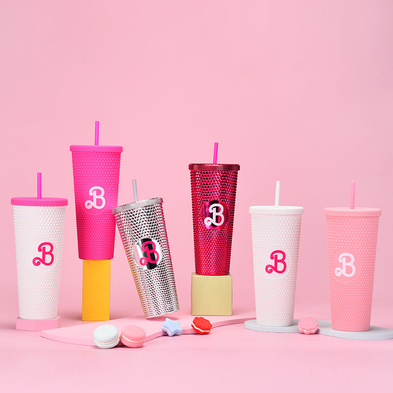 Double Layer Plastic Sippy Cup 710ml Large Capacity with Butterfly Knot 🇨🇳