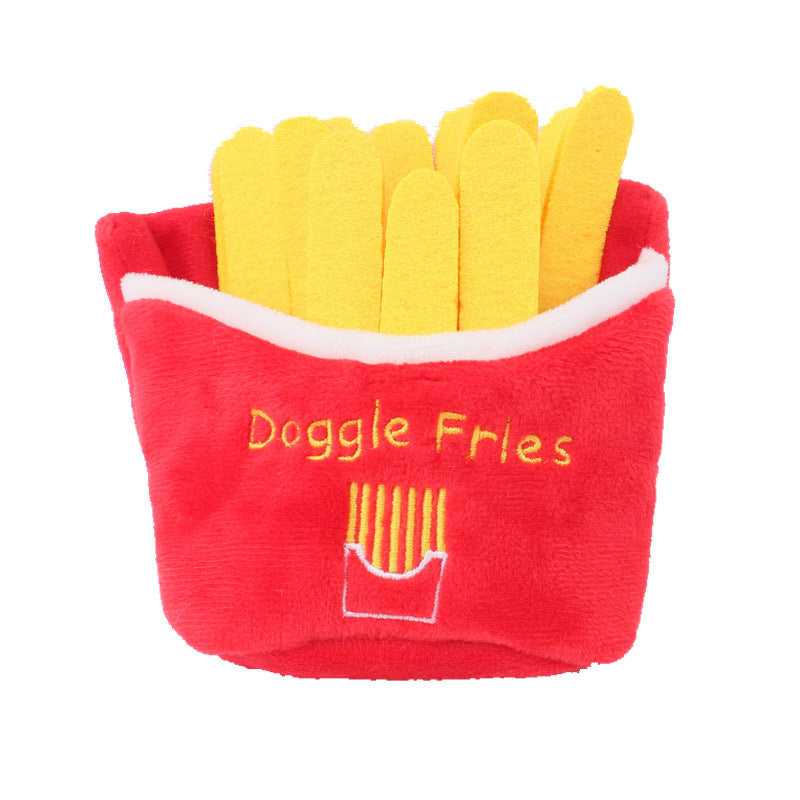 Pet Plush Toy Simulation Pizza Hamburger Steak Ice Cream French Fries Sound Dog Toy Pet Product 🇨🇳