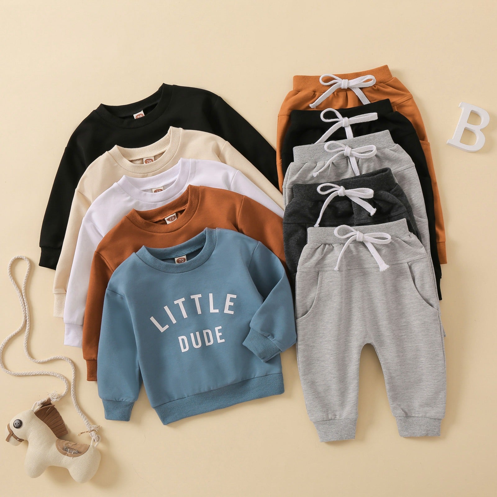 Autumn New Boys' Letter Printed Long Sleeve Long Pants Two Piece Set 🇨🇳