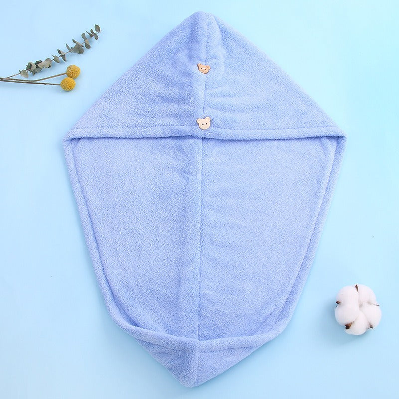 Super absorbent double-layer thickened coral velvet quick drying hair towel, shower cap, and headband towel