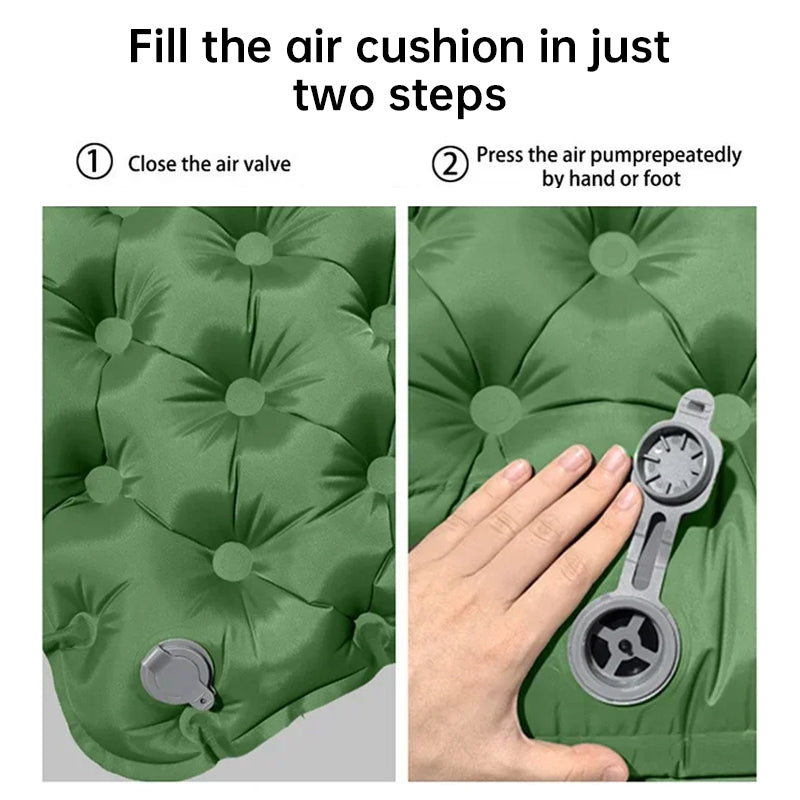 Outdoor double inflatable sleeping pad – with built-in pillow & pump, for camping, backpacking, hiking 🇨🇳