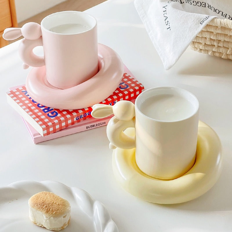 Rabbit Coffee Cup Milk Ceramic Cup And Saucer Set Design Afternoon Tea 🇨🇳