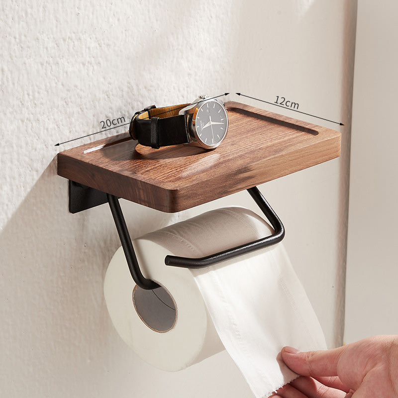 Toilet Paper Towel Holder Wall Mounted Black Walnut Toilet Roll Holder 🇨🇳
