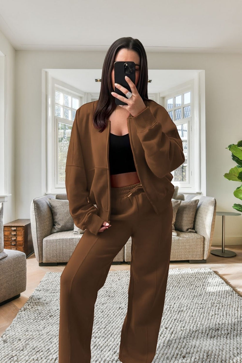Bomber New Style Oversized Fleece Zipper and Wide Leg Tracksuit 🇬🇧