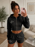 Embroidery Crop Zip Short Set 🇬🇧