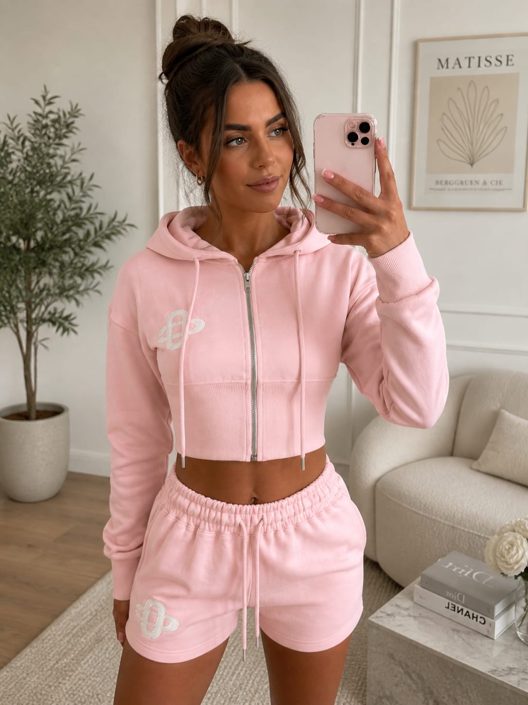 Embroidery Crop Zip Short Set 🇬🇧