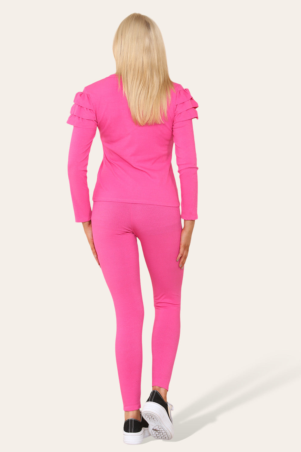Frilled Sleeves Set Shoulder Golden Button Lounge Wear Suit 🇬🇧