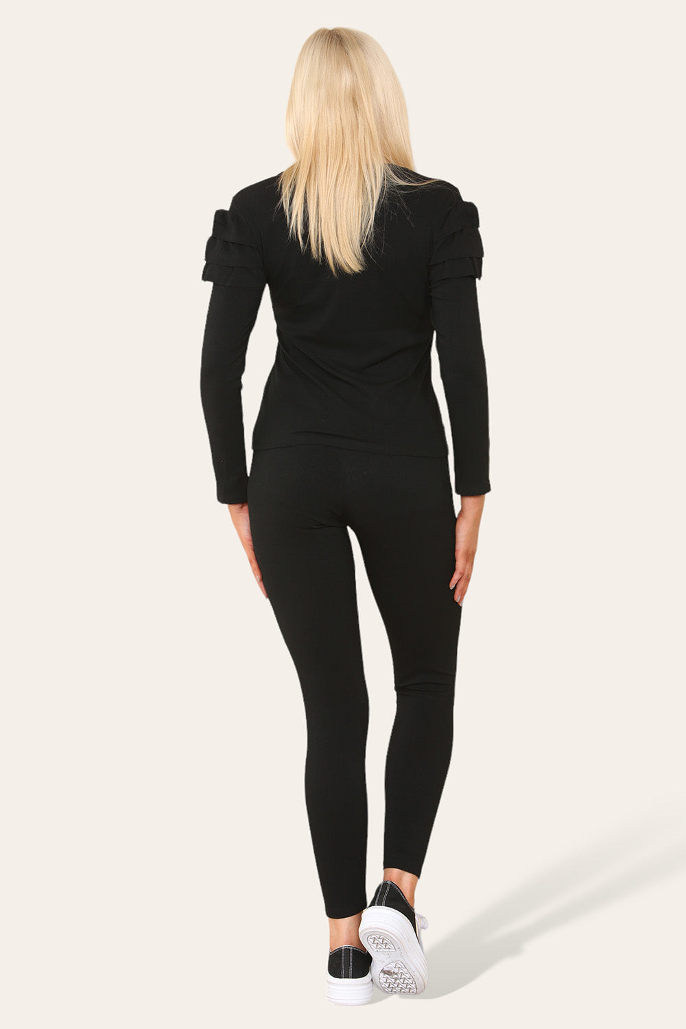 Frilled Sleeves Set Shoulder Golden Button Lounge Wear Suit 🇬🇧