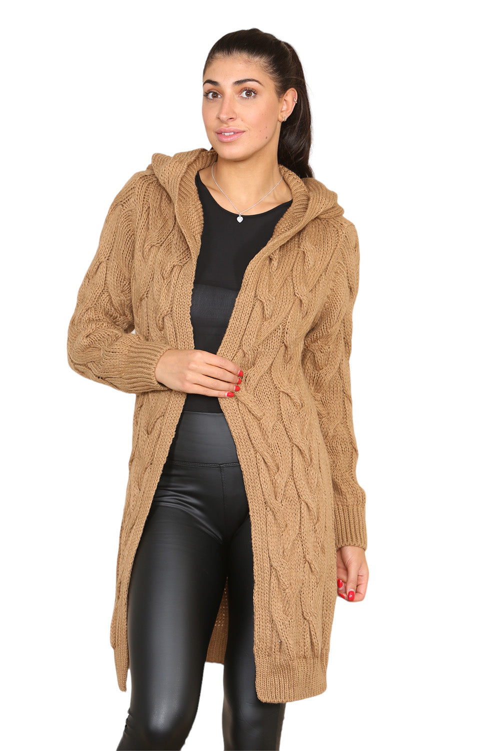 Knitted Cables Hooded Long Over Sized Cardigan 🇬🇧