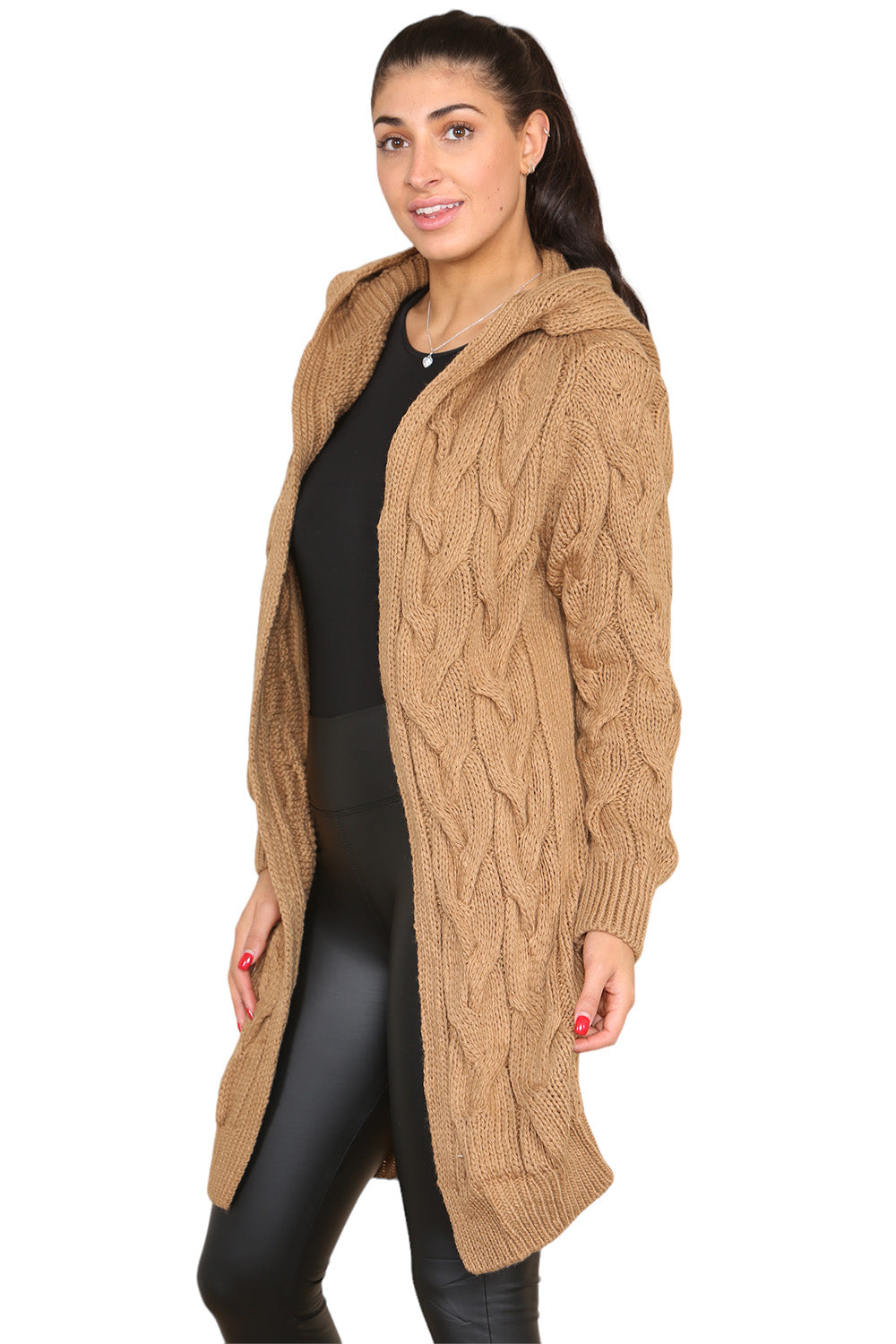 Knitted Cables Hooded Long Over Sized Cardigan 🇬🇧