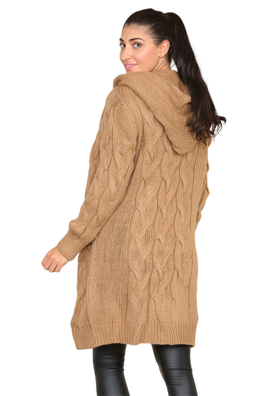 Knitted Cables Hooded Long Over Sized Cardigan 🇬🇧