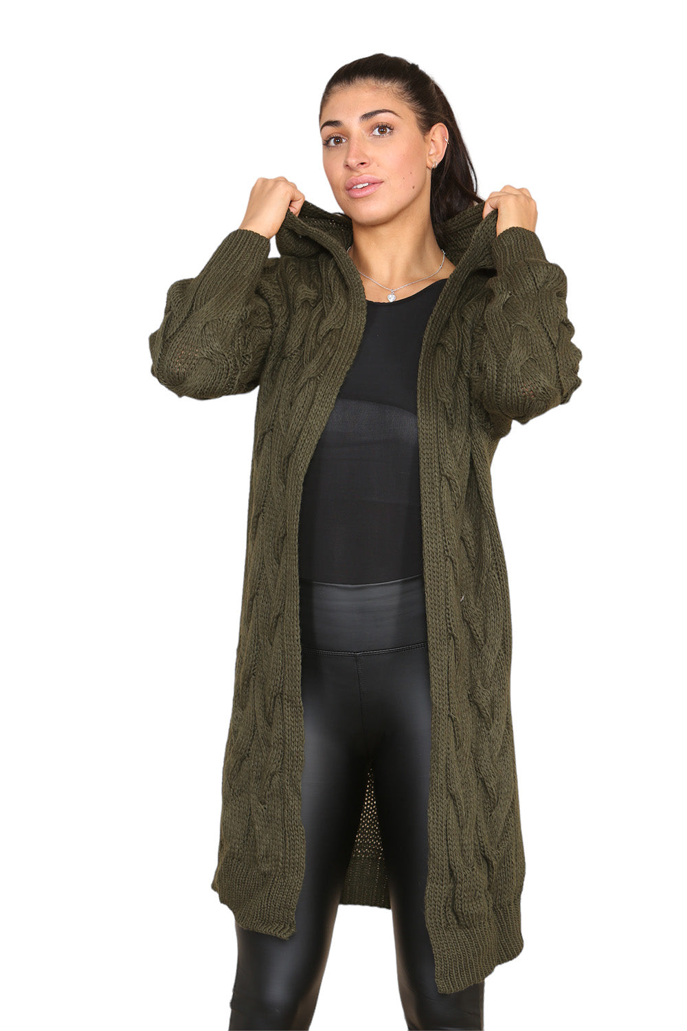 Knitted Cables Hooded Long Over Sized Cardigan 🇬🇧