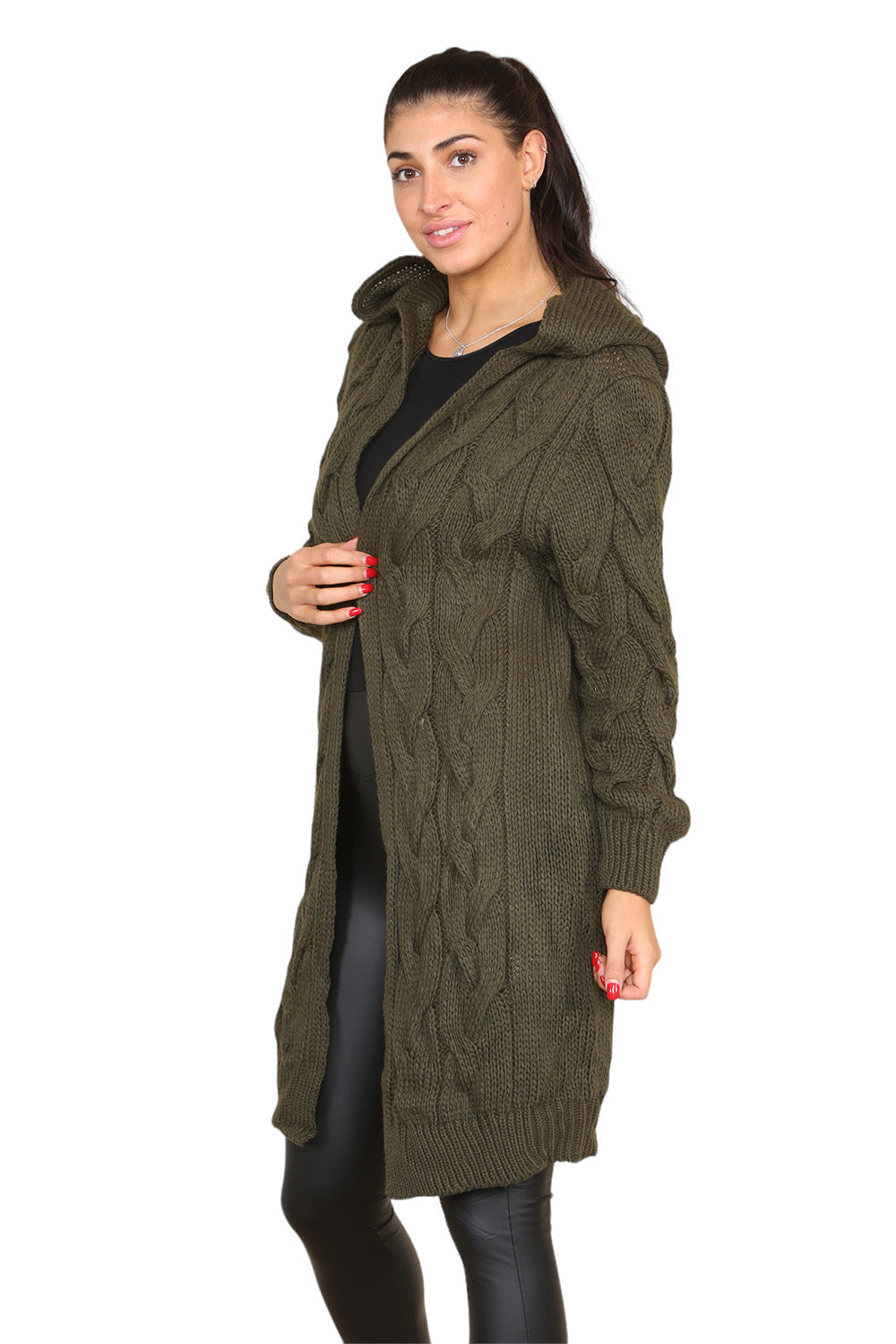 Knitted Cables Hooded Long Over Sized Cardigan 🇬🇧