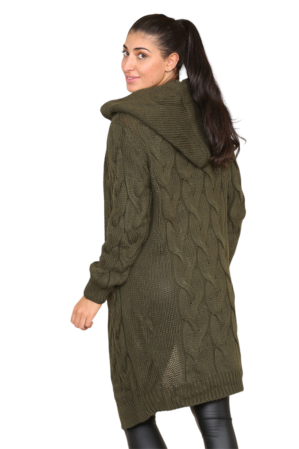 Knitted Cables Hooded Long Over Sized Cardigan 🇬🇧