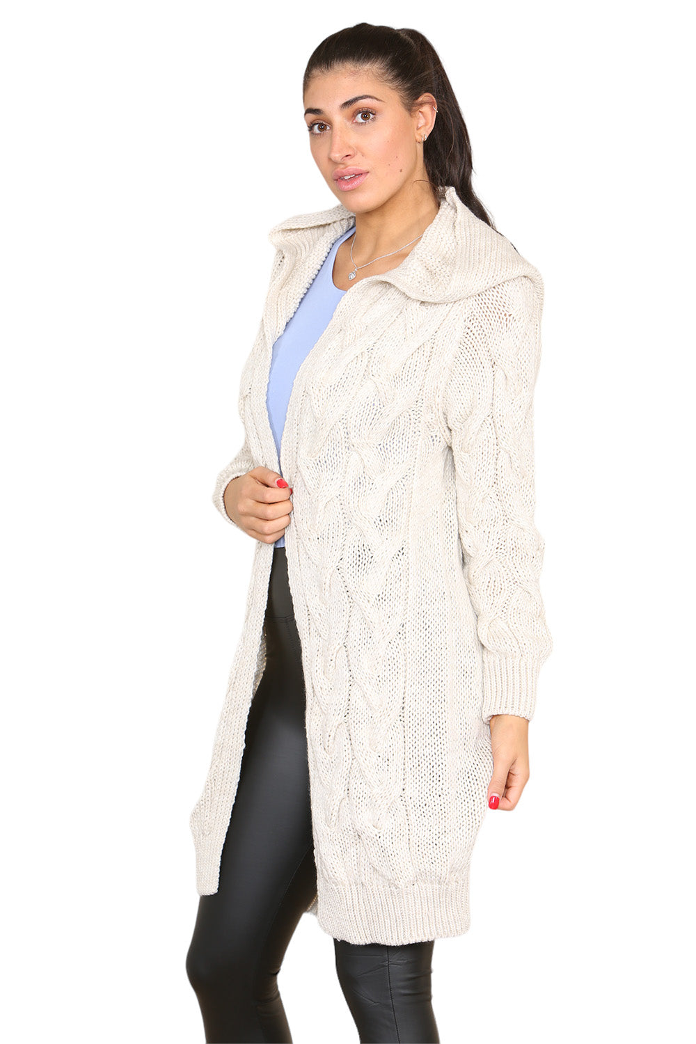 Knitted Cables Hooded Long Over Sized Cardigan 🇬🇧