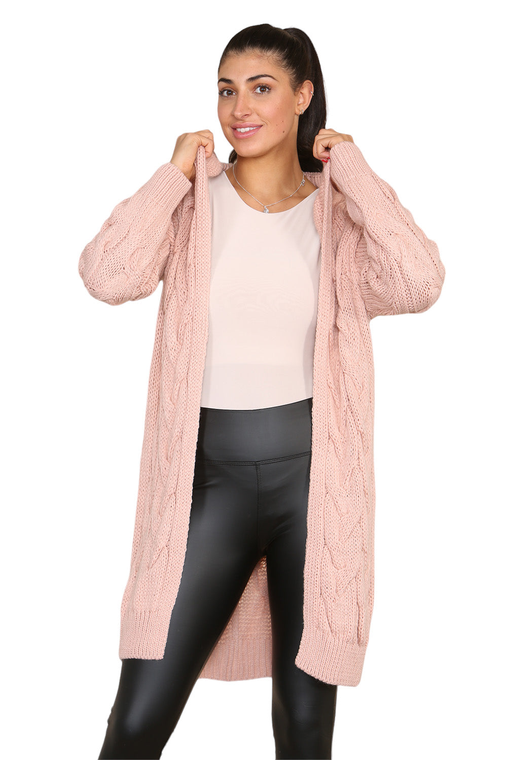 Knitted Cables Hooded Long Over Sized Cardigan 🇬🇧