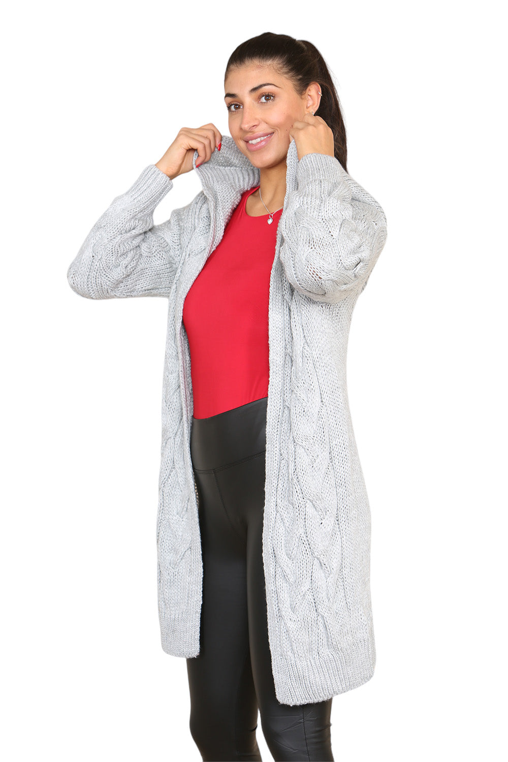 Knitted Cables Hooded Long Over Sized Cardigan 🇬🇧