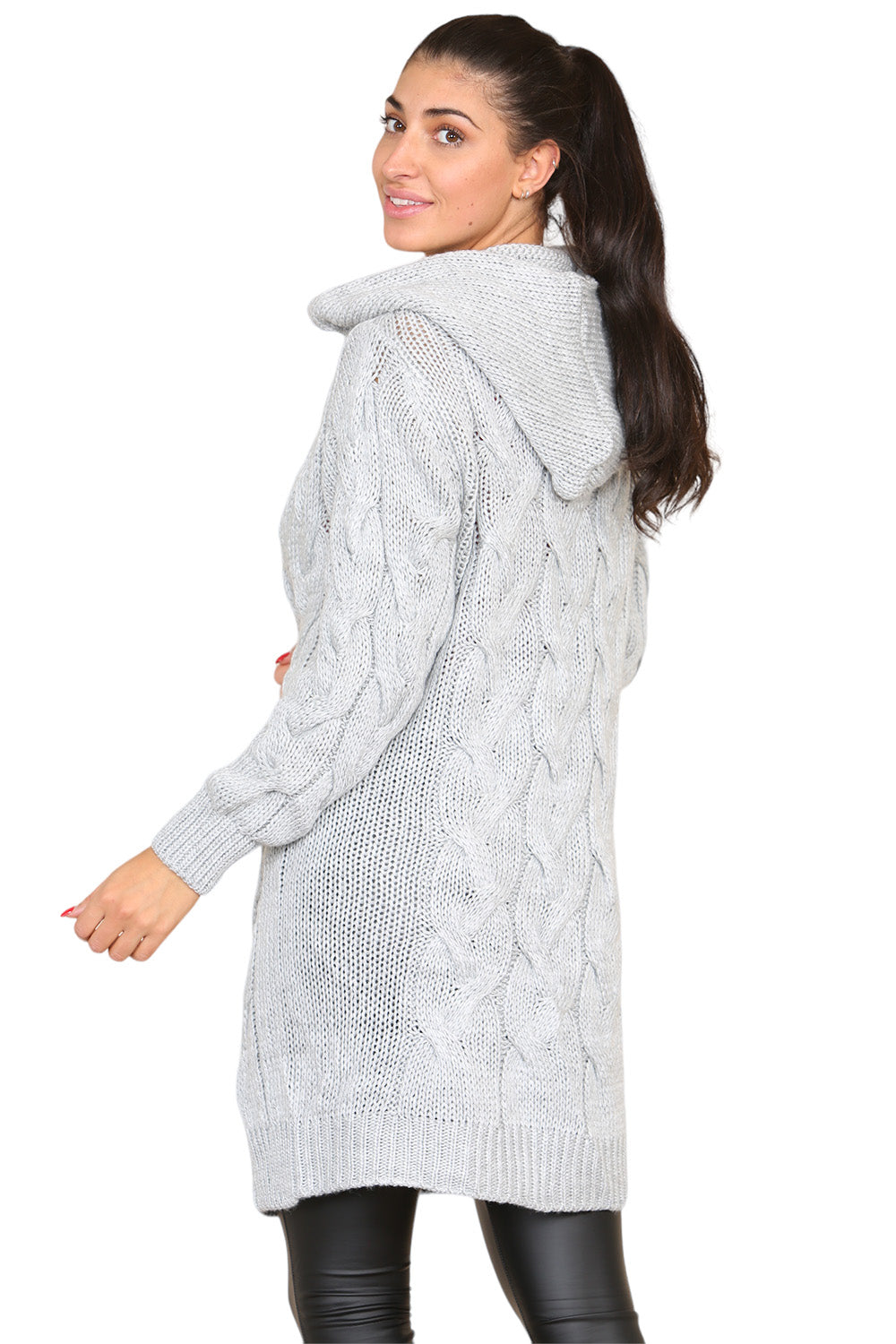 Knitted Cables Hooded Long Over Sized Cardigan 🇬🇧