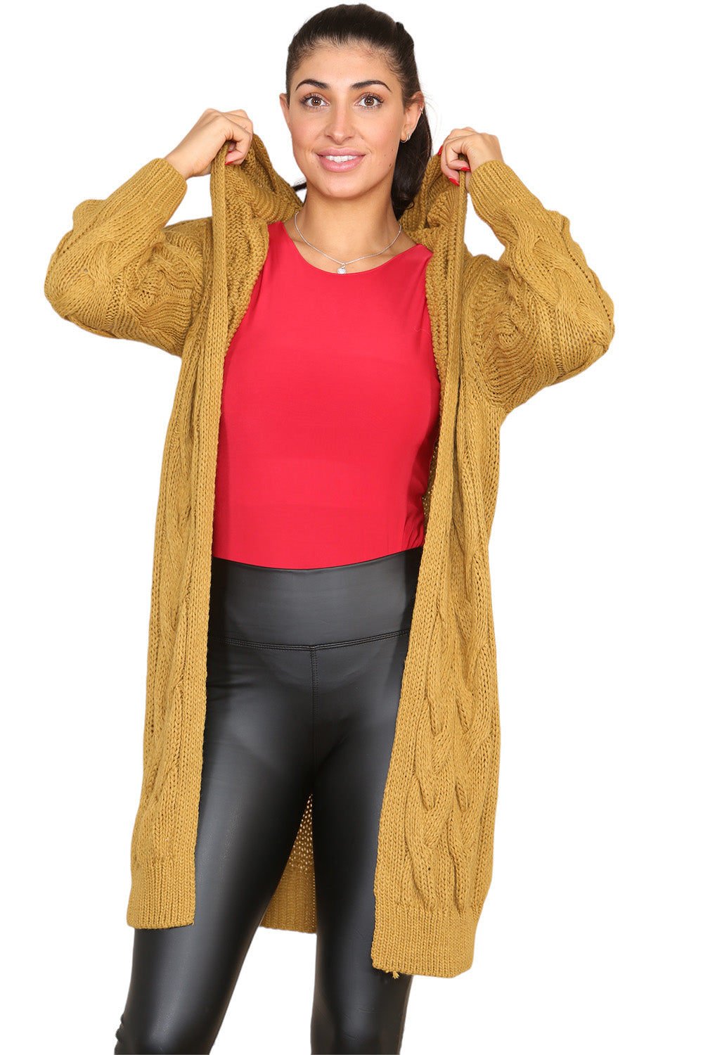 Knitted Cables Hooded Long Over Sized Cardigan 🇬🇧