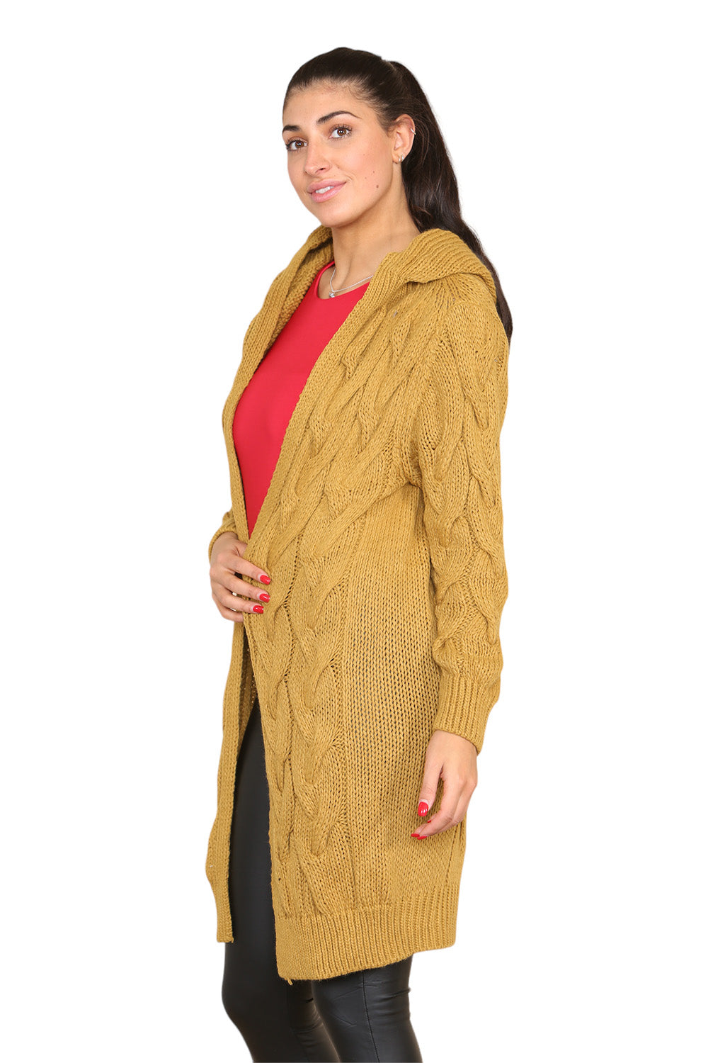 Knitted Cables Hooded Long Over Sized Cardigan 🇬🇧
