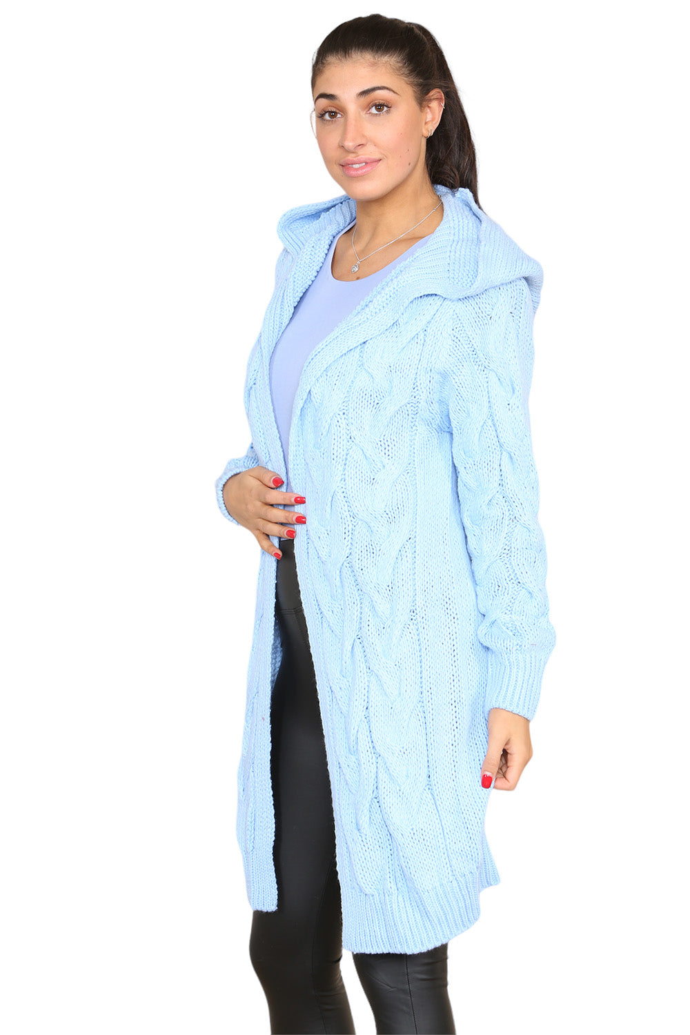 Knitted Cables Hooded Long Over Sized Cardigan 🇬🇧