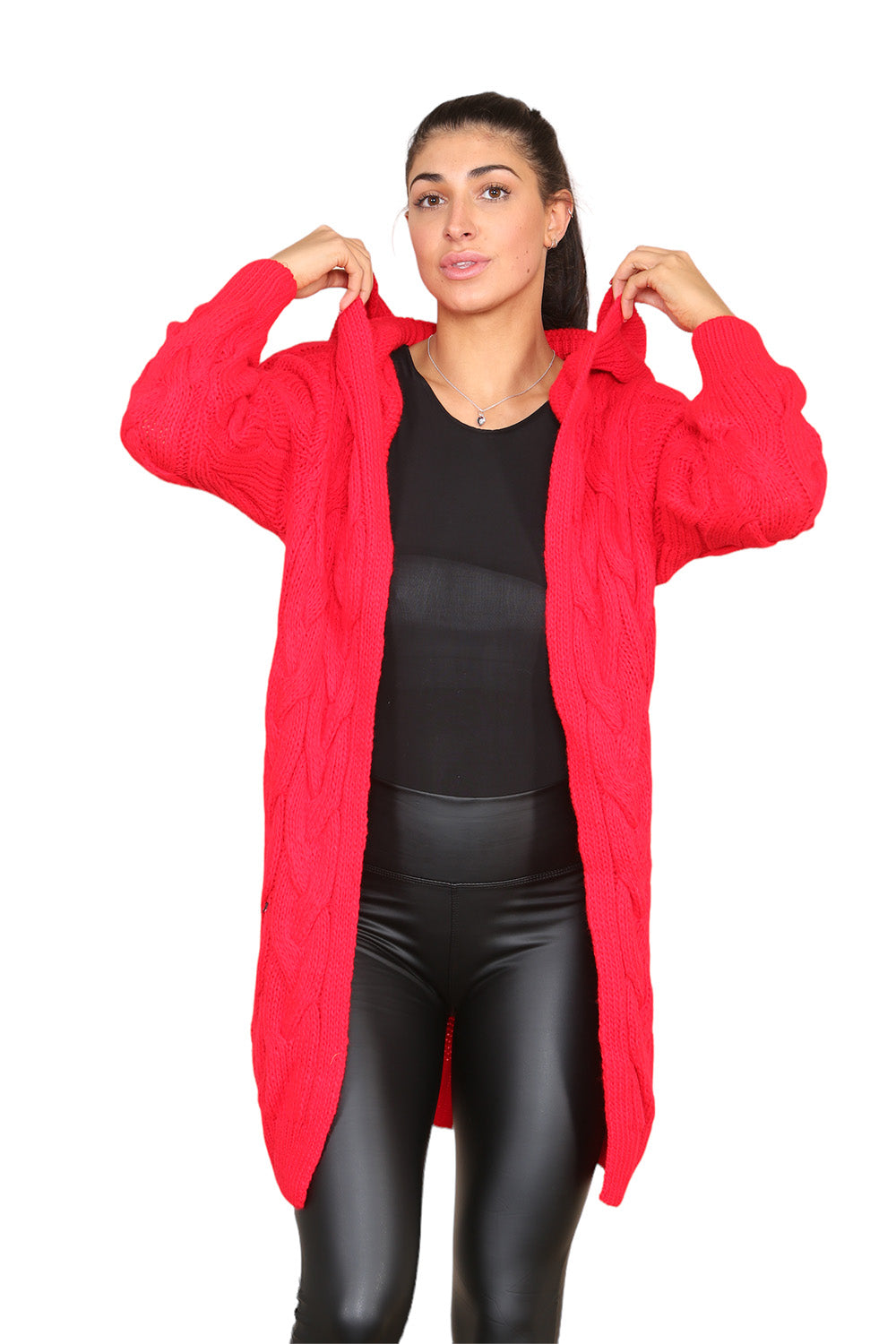 Knitted Cables Hooded Long Over Sized Cardigan 🇬🇧