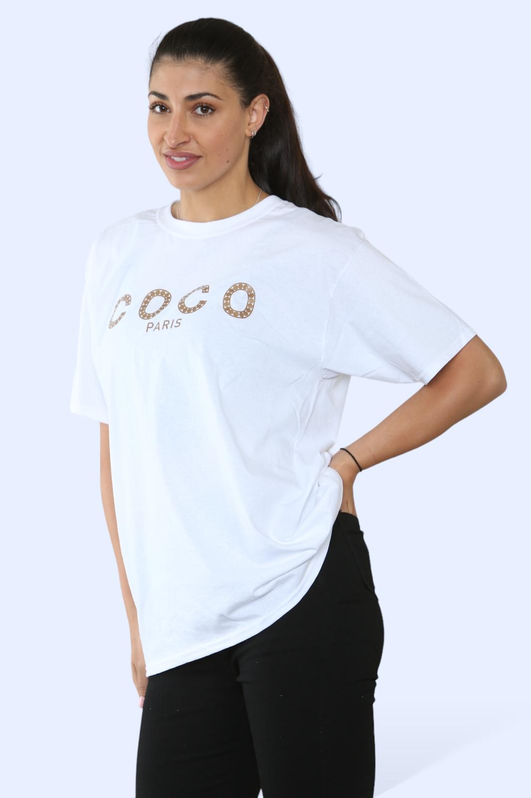 Ladies Coco Paris Printed Short Sleeve T-Shirt Top 🇬🇧
