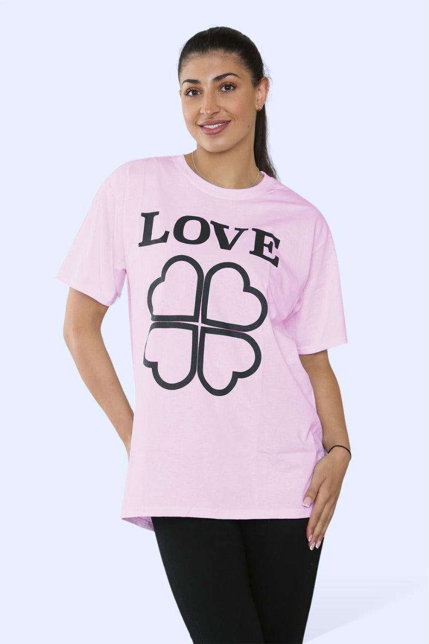 Ladies Love Printed Short Sleeve T-Shirt Top 🇬🇧