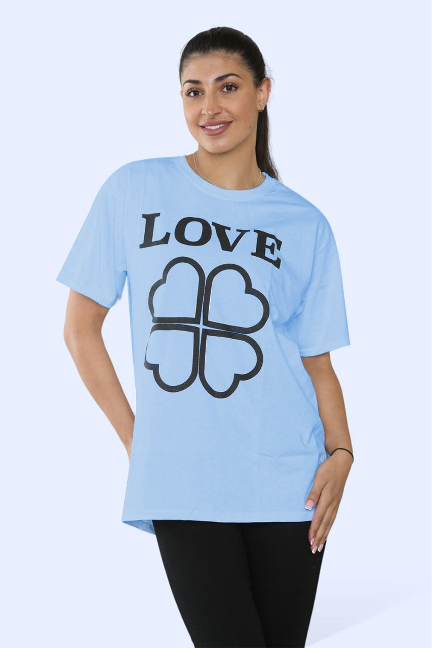 Ladies Love Printed Short Sleeve T-Shirt Top 🇬🇧