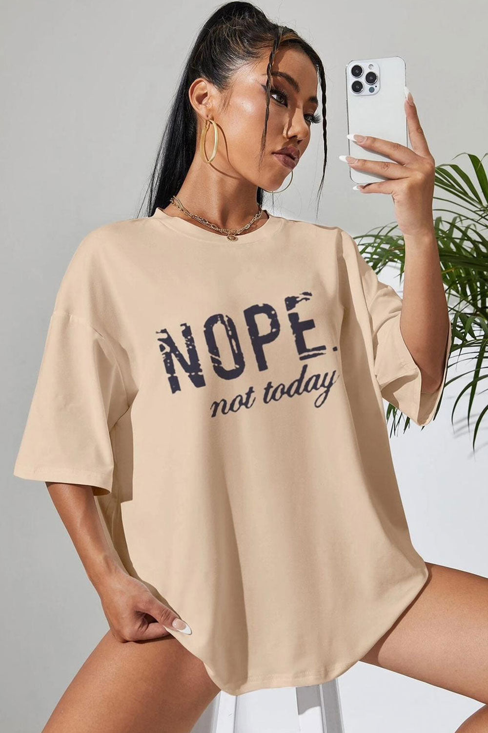 Ladies Oversized Nope Not Today Identical Graphic Print Short Sleeves T Shirt Top 🇬🇧