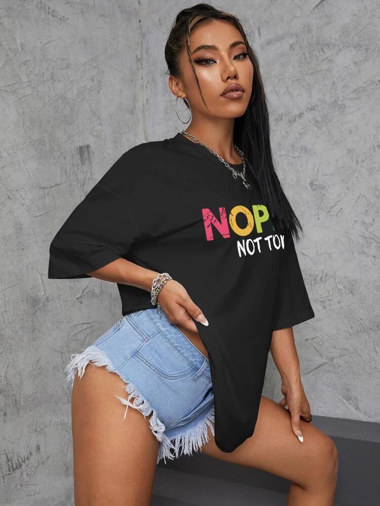 Ladies Oversized Nope Not Today Short Sleeves T Shirt Top 🇬🇧