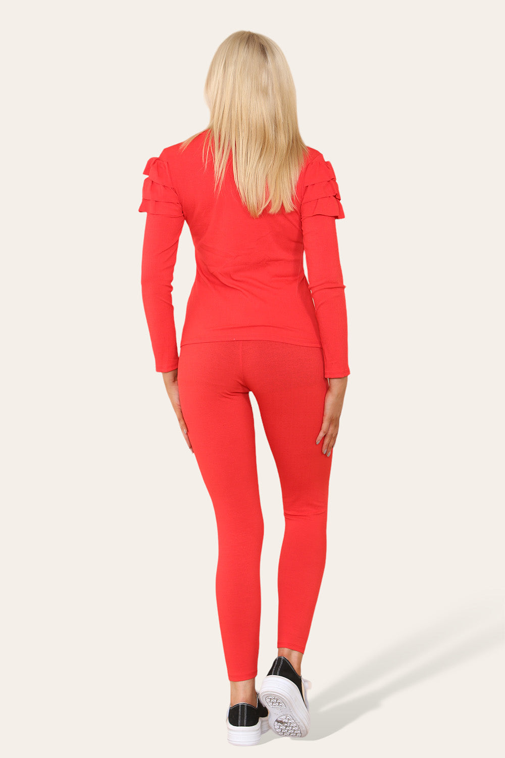 Long Sleeves Peplum Front Buttons Frilled Hem Lounge Wear Set 🇬🇧