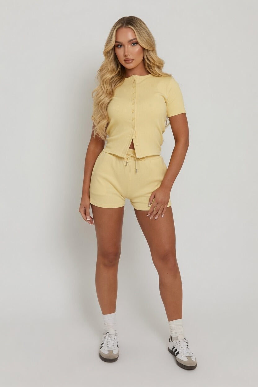 Mae Short Sleeve Rib Button Short Set 🇬🇧