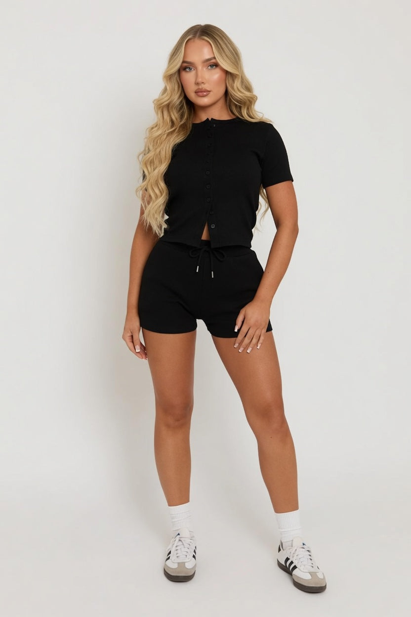 Mae Short Sleeve Rib Button Short Set 🇬🇧