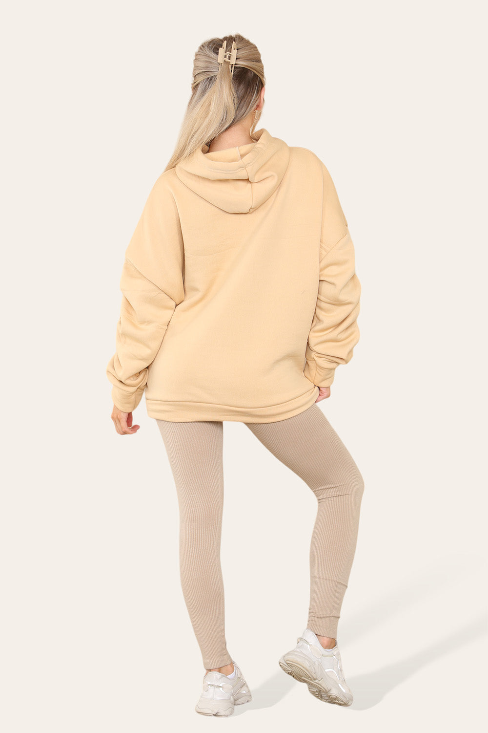 Oversized Ruched Sleeves Hoodie With Satin Ribbon 🇬🇧