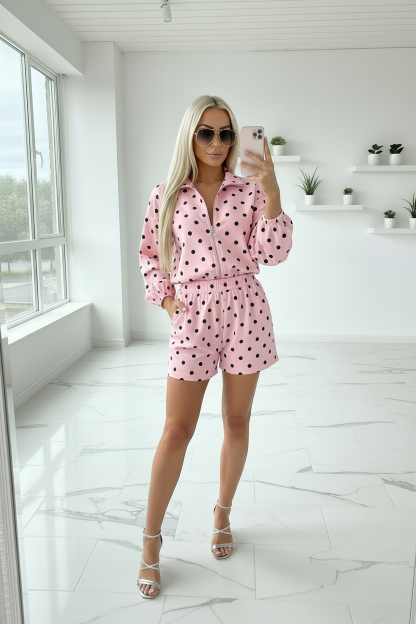 Polka Dot with Stripes Full Sleeves Short Set 🇬🇧